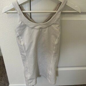 Lululemon Align Crop Tank Top Size 8 White Built in bra A/B cup training yoga